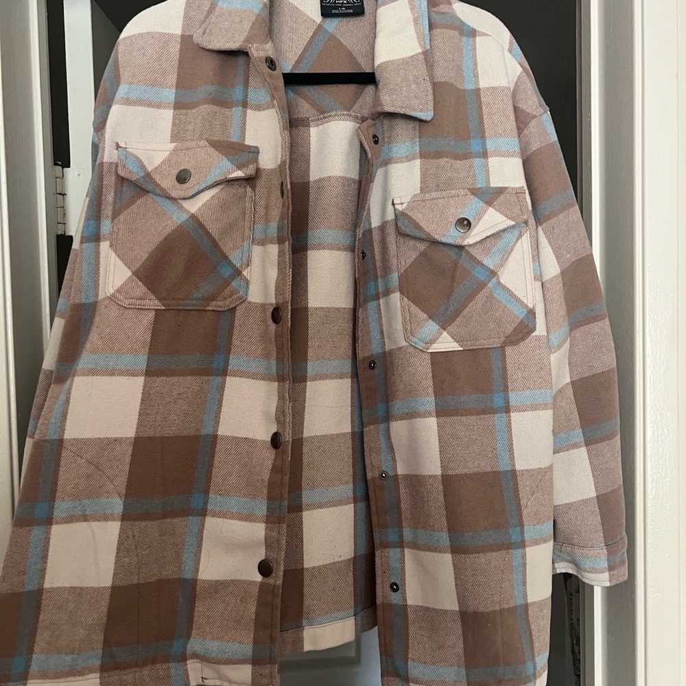 Plaid Button-Up Shirt Jacket